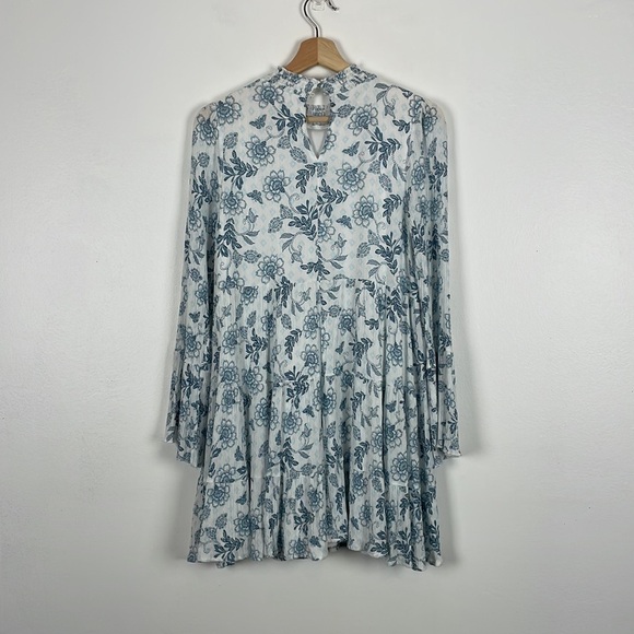 Altar'd State long flare sleeve floral mock lined flowy pullover dress Size Med - Picture 6 of 8
